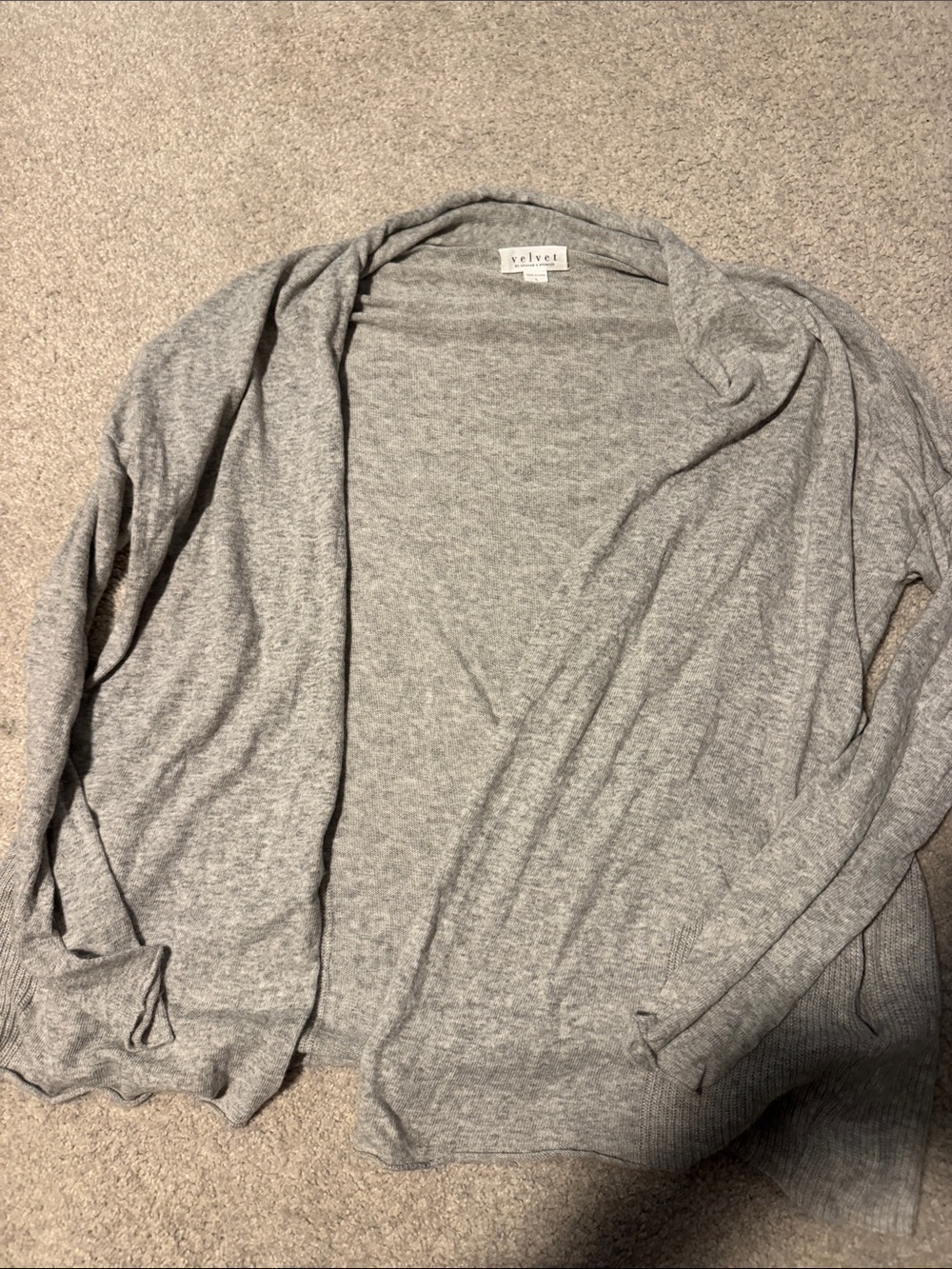 Velvet by Graham & Spencer Light Gray Open-Front Knit Jacket